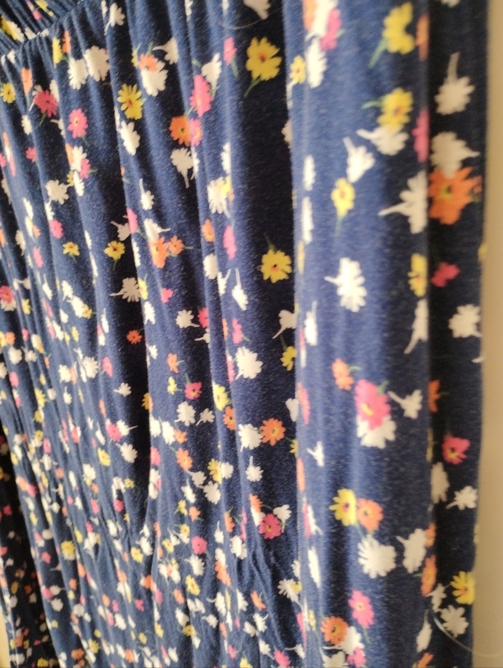 St. John's Bay Navy Maxi Skirt with Pink Yellow White Floral Print - Picture 7 of 7
